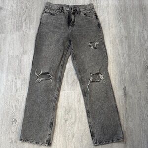 Aeropostale Gray Straight Jeans with Knee Rips